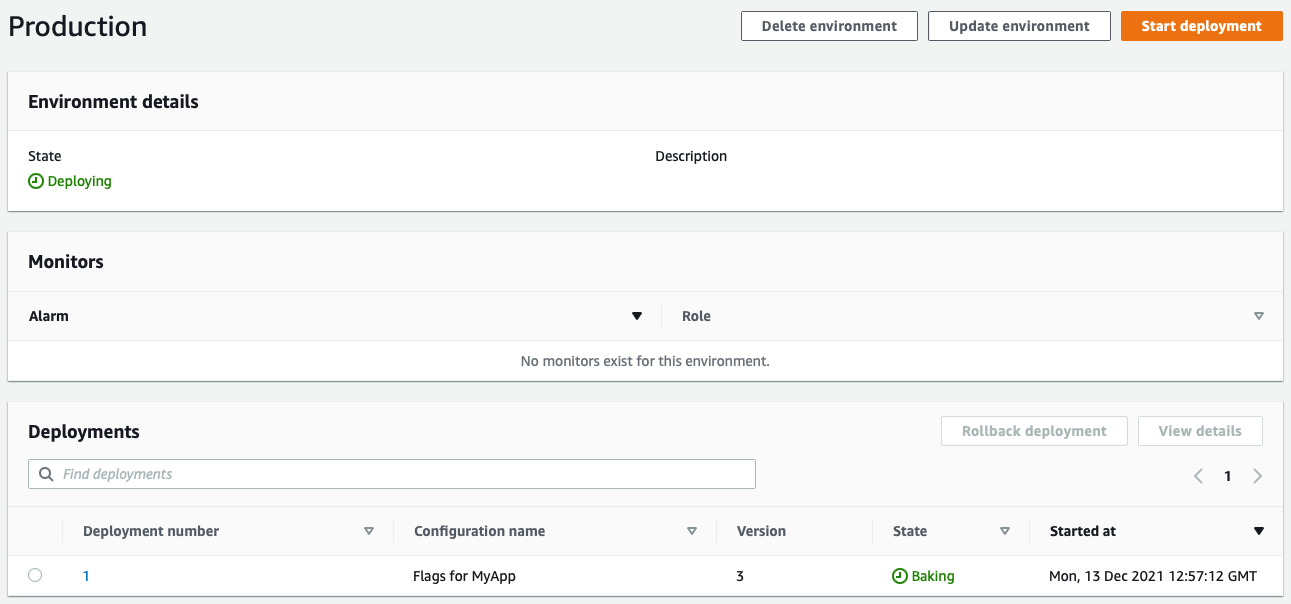 AWS AppConfig deployment history