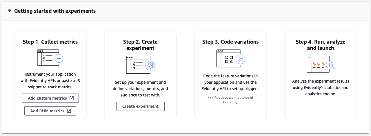 AWS CloudWatch Evidently getting started with experiments